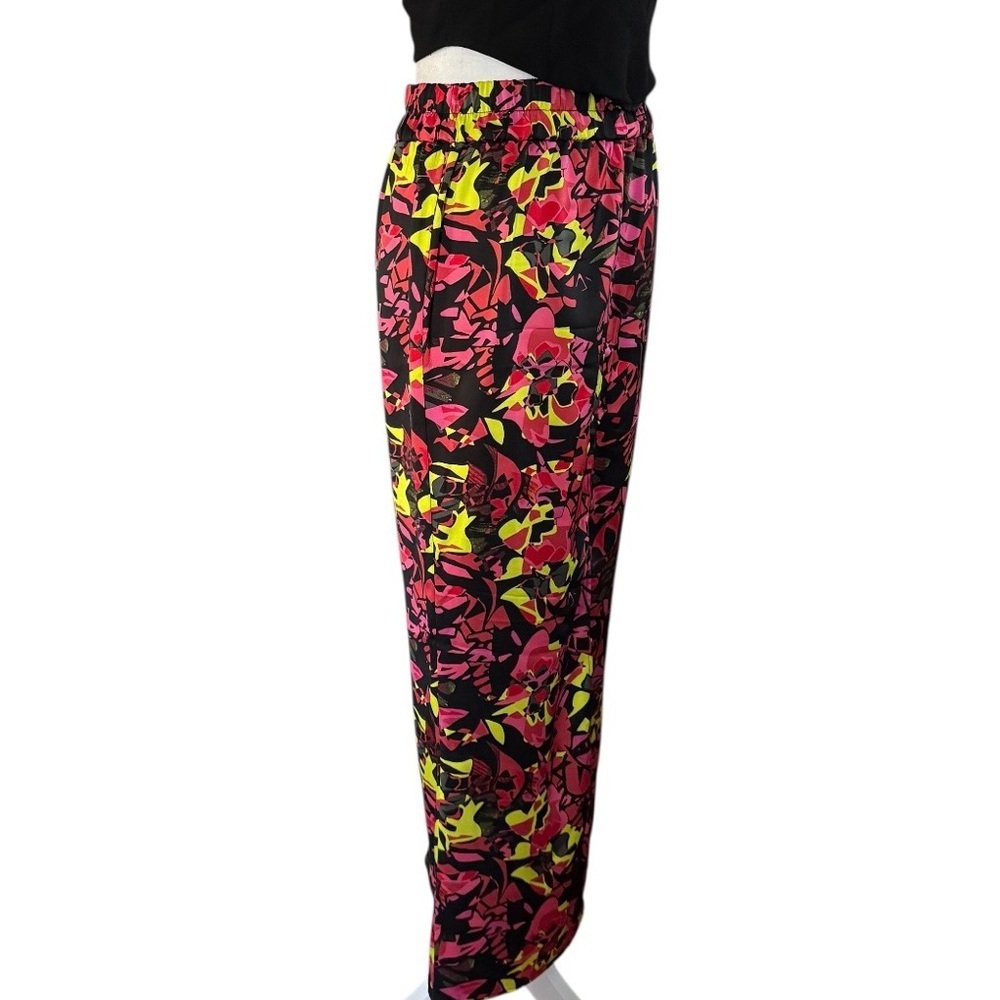 Open Edit Satin Floral Midi Skirt Black Pink Yellow XS - Picture 4 of 11